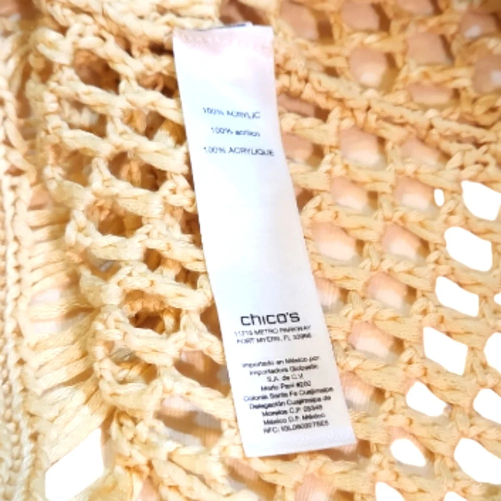 CHICO'S 3 (L) LIGHT BUTTERSCOTH CHRISTY CROCHET PULLOVER SWEATER - Picture 6 of 7